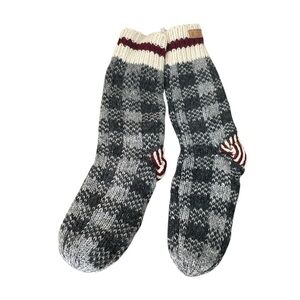 ARK Handmade Cozy Wool Plaid Knit Lined Socks